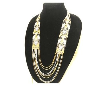 Colombian, native, beaded long necklace gold